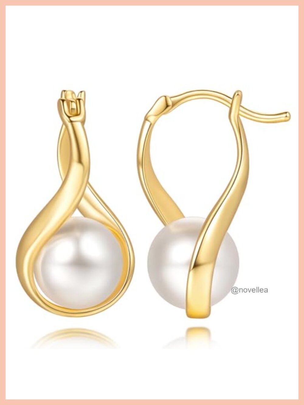 14k Gold Plated Pearl Hoop Earrings for Women